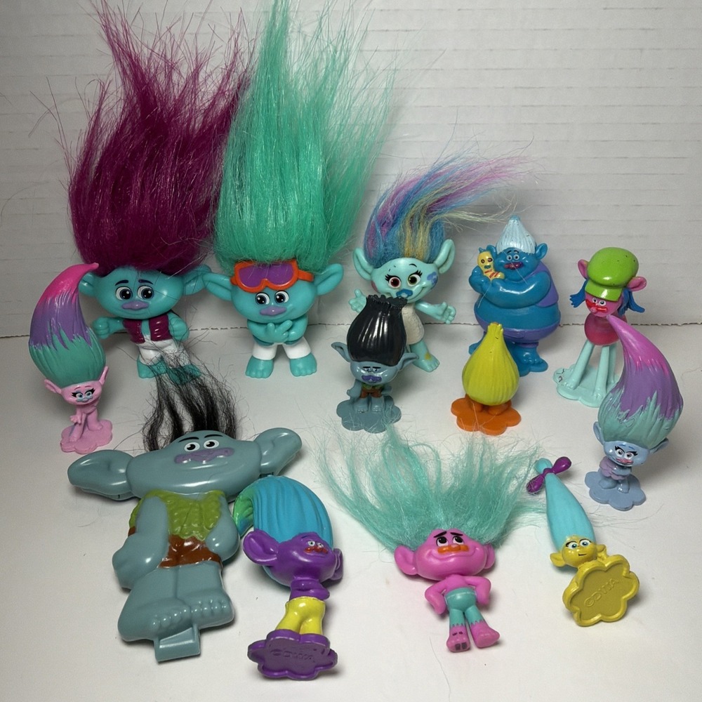 Troll Mini Figures Lot of 13 DWA Dreamworks Animation Cake Topper Hair